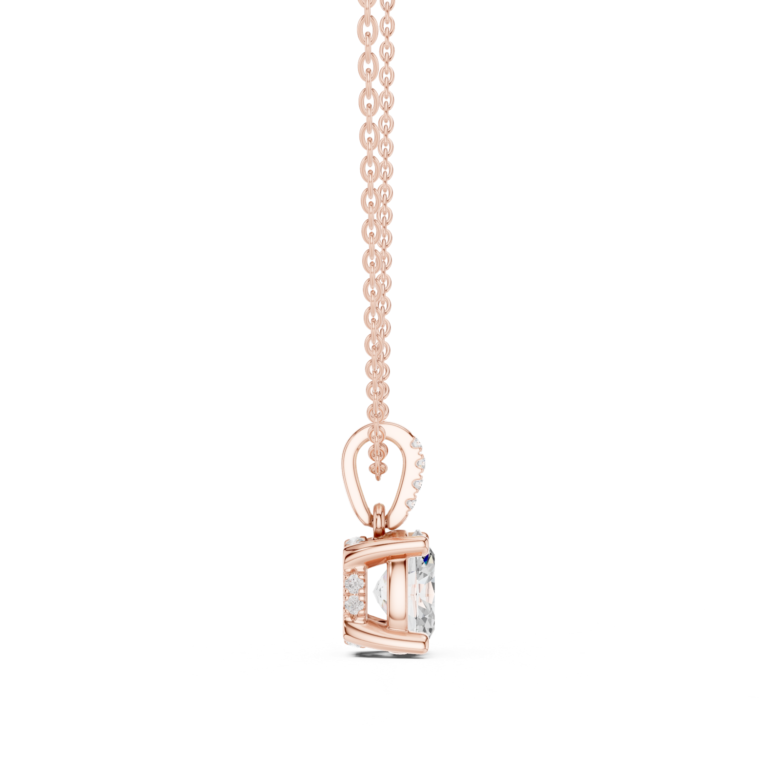 Gold Jewelry DDPO-009, Oval center stone, Rose Gold, view 3