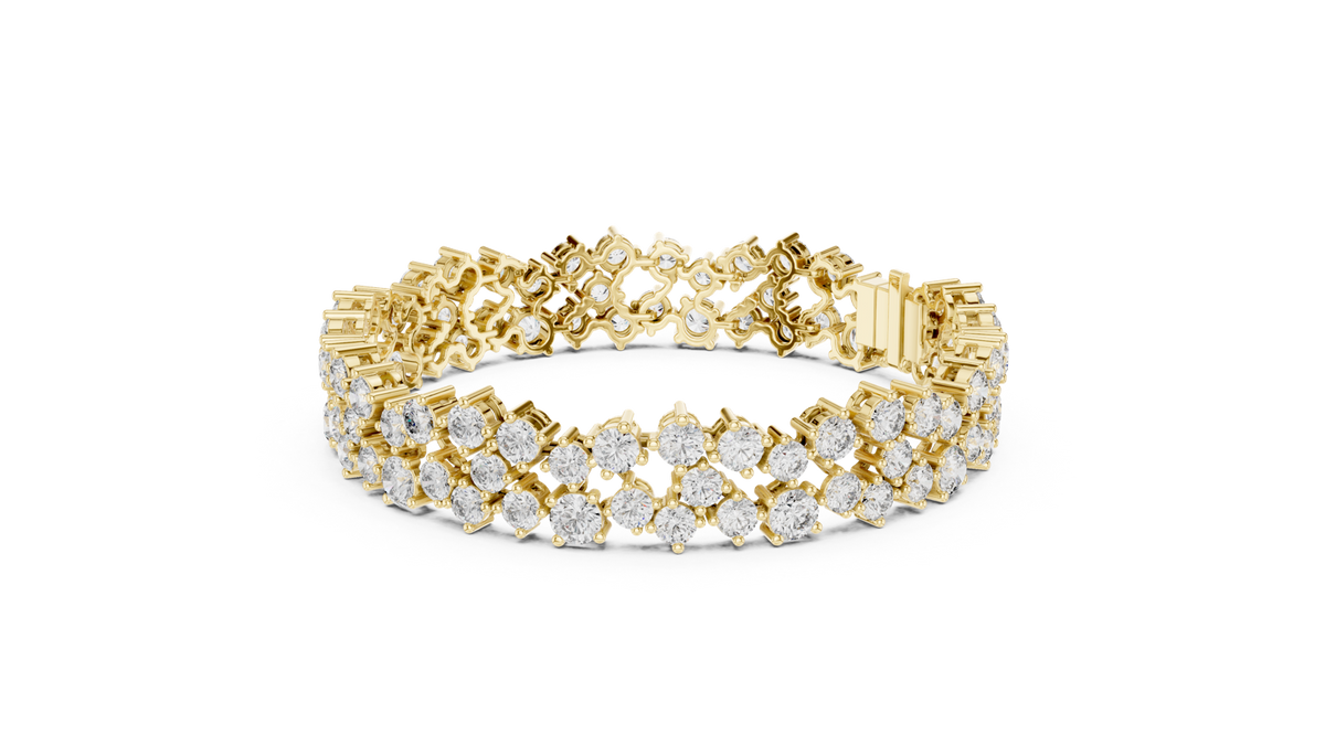 14K Solid Gold Lab Diamond Bracelet, Yellow Gold, view 1