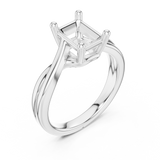 Gold Twisted Band Solitaire Engagement Ring, Radiant center stone, White Gold, view 2