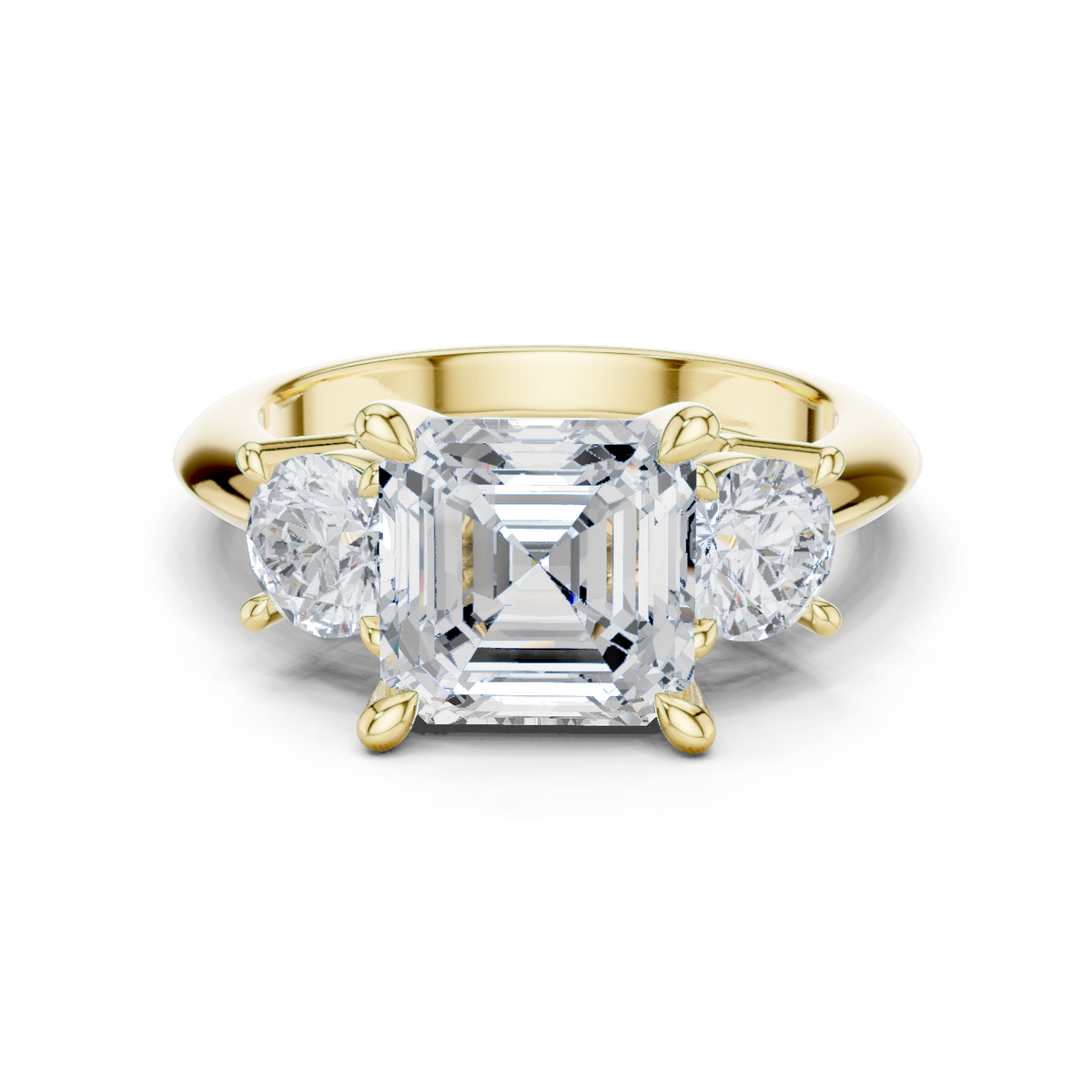 Gold Ring, Asscher center stone, Yellow Gold