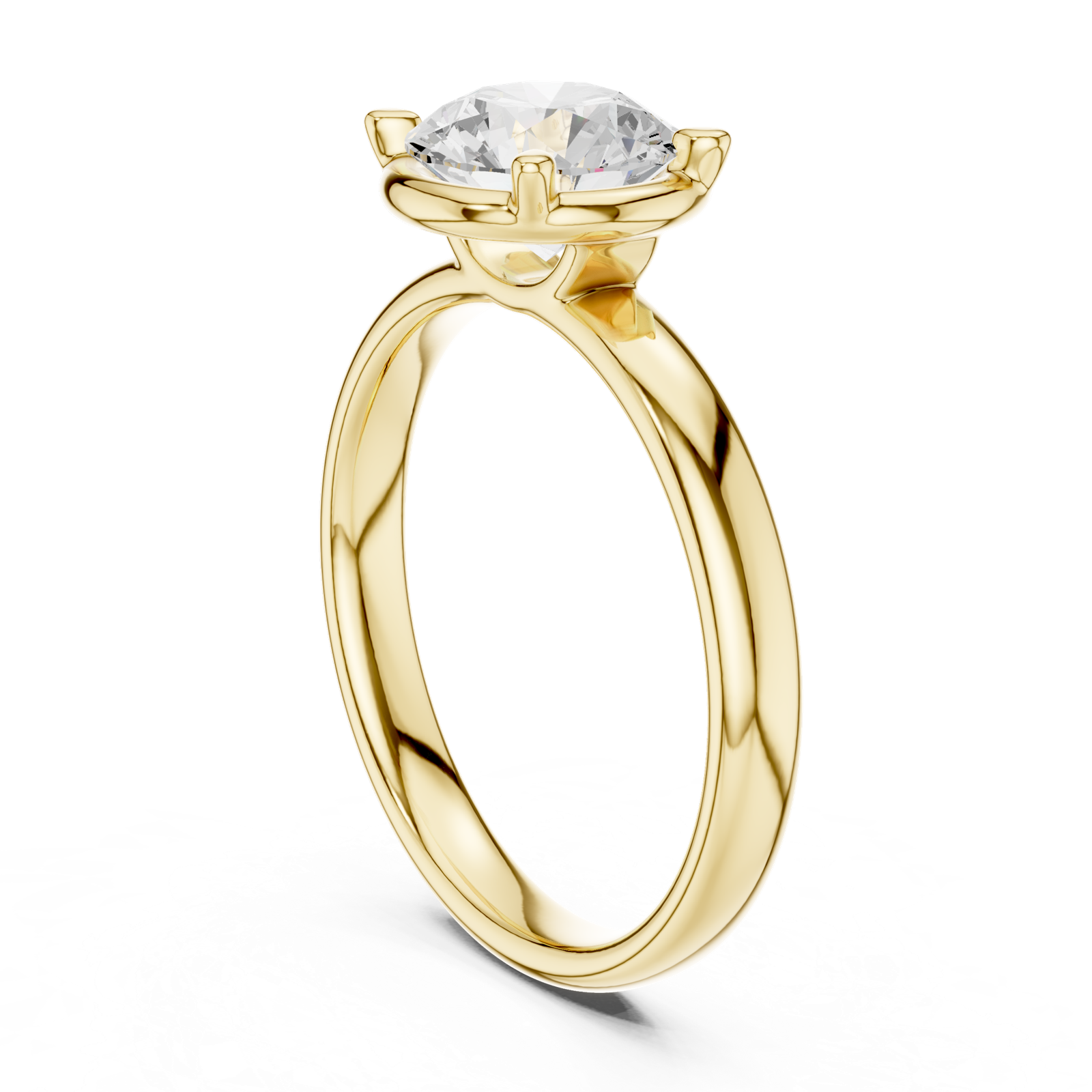 Gold Jewelry L36-10, Round center stone, Yellow Gold, view 1