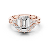 Gold Ring DDLR-440, Emerald center stone, Rose Gold