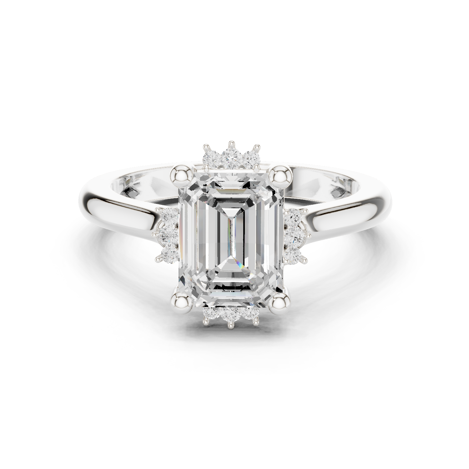 Gold Jewelry L35-123, Emerald center stone, White Gold