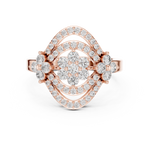 14K Solid Gold Lab Diamond Halo Ring, Rose Gold