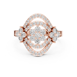 14K Solid Gold Lab Diamond Halo Ring, Rose Gold