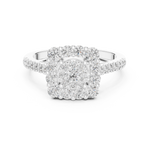 14K Solid Gold Lab Diamond Halo Ring, White Gold