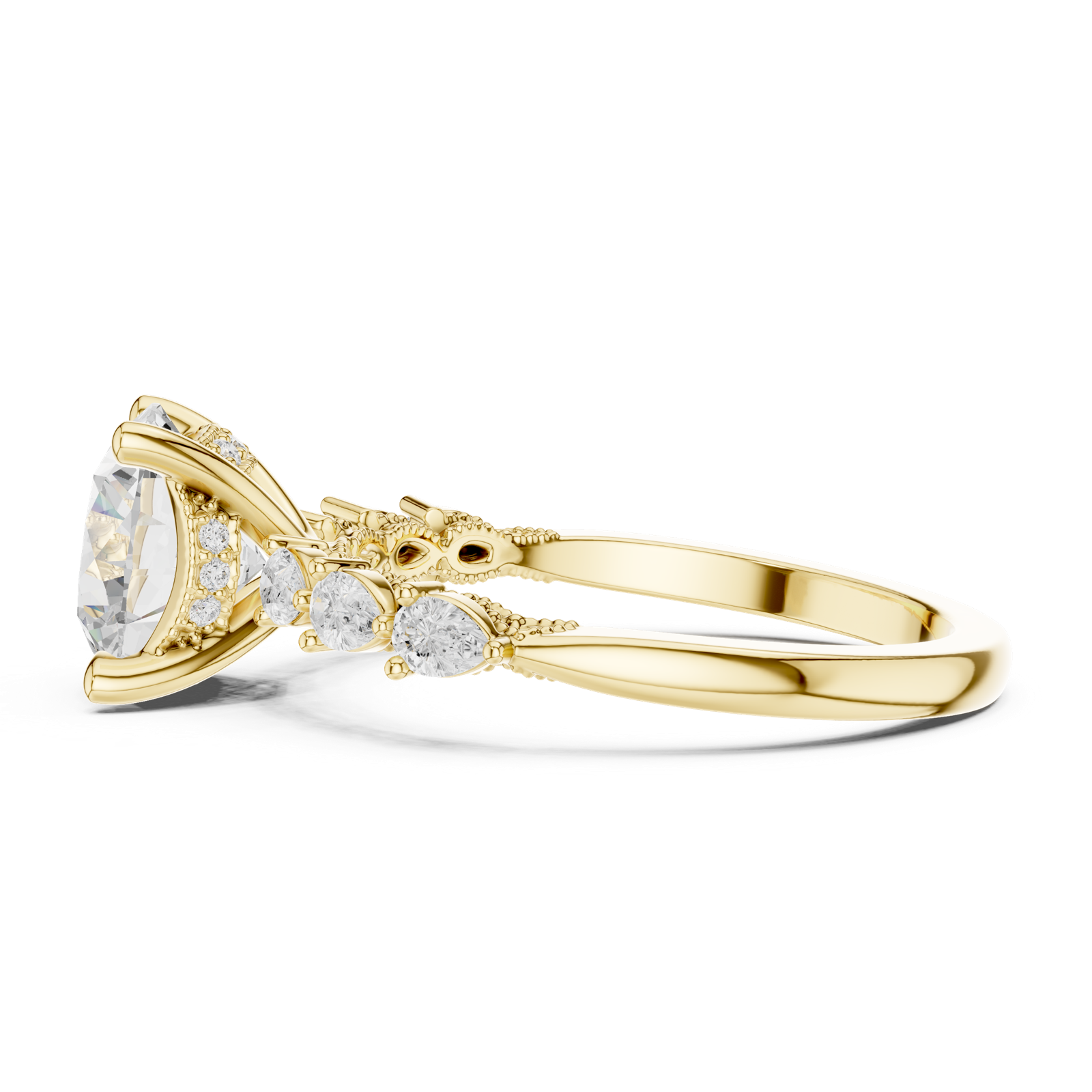 Gold Ring DDLR-1008, Yellow Gold, view 3