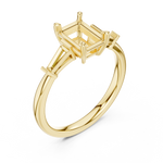 Gold Three-Stone Baguette Engagement Ring, Radiant center stone, Yellow Gold, view 2