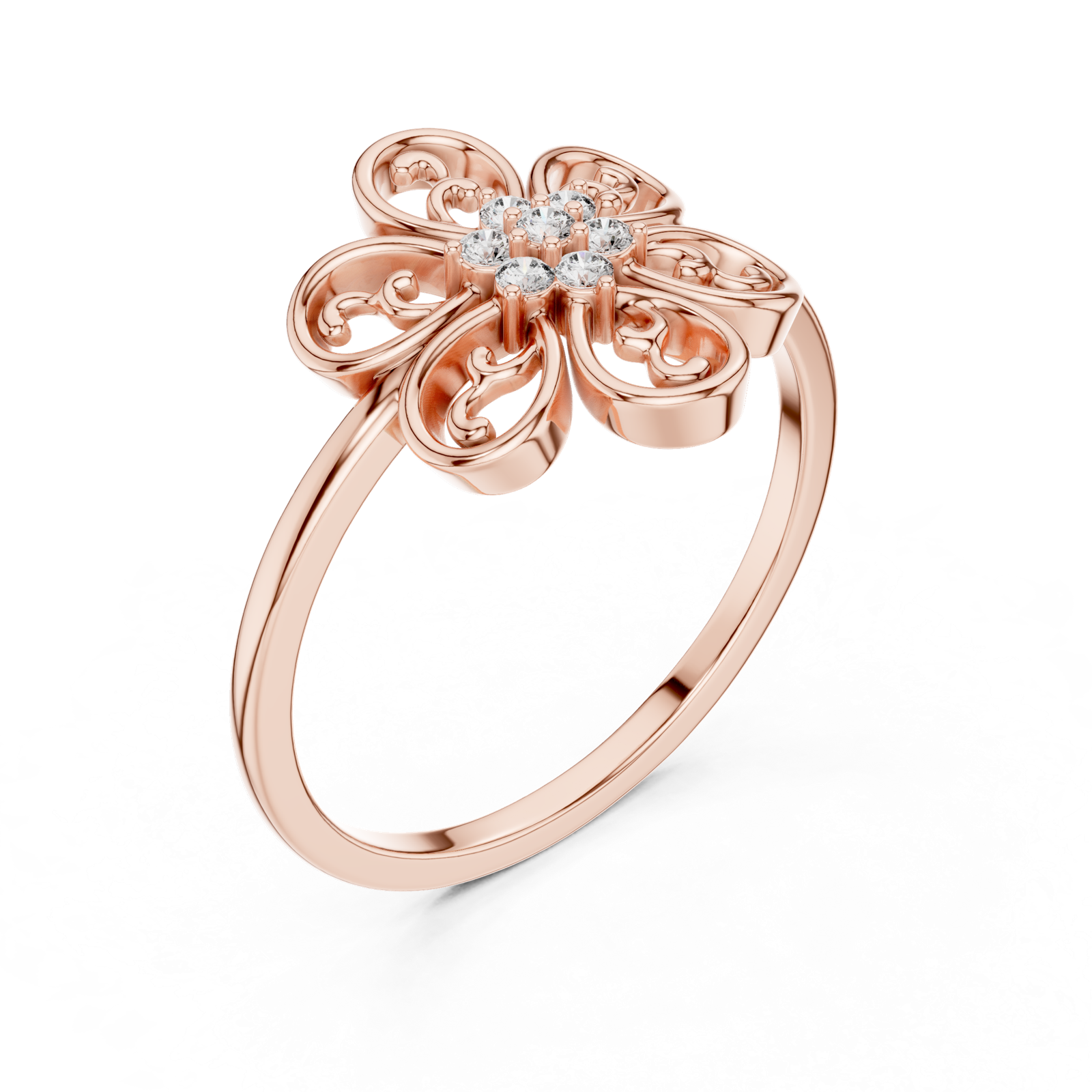 Gold Ring DR-6263, Rose Gold, view 2