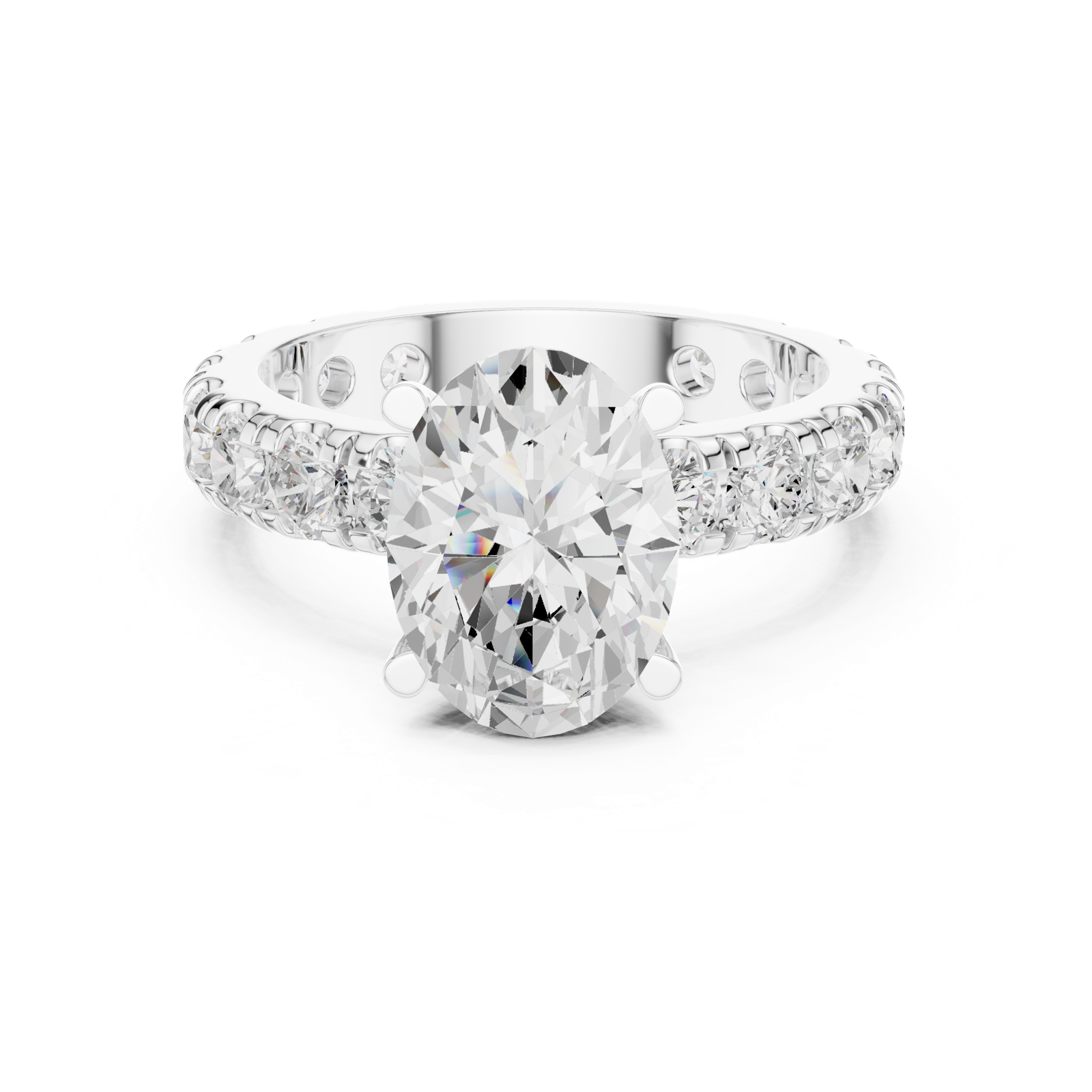 Gold Jewelry L35-63, Oval center stone, White Gold, view 4