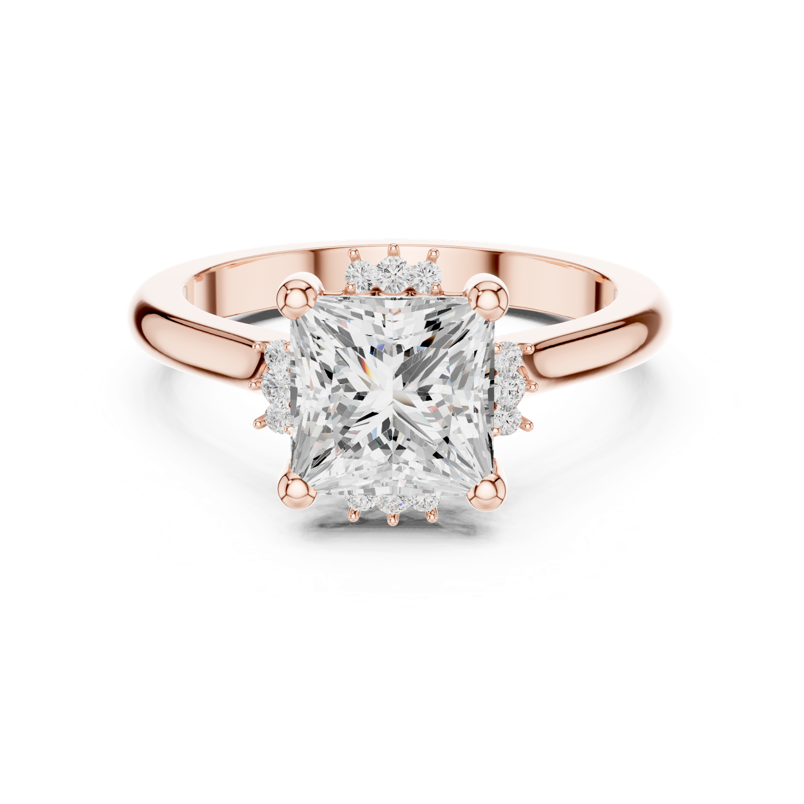 Gold Jewelry L35-123, Princess center stone, Rose Gold, view 4
