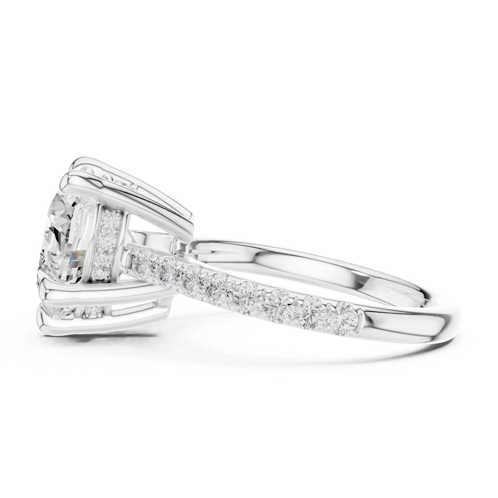 Gold Ring DDLR-250, Heart center stone, White Gold, view 3
