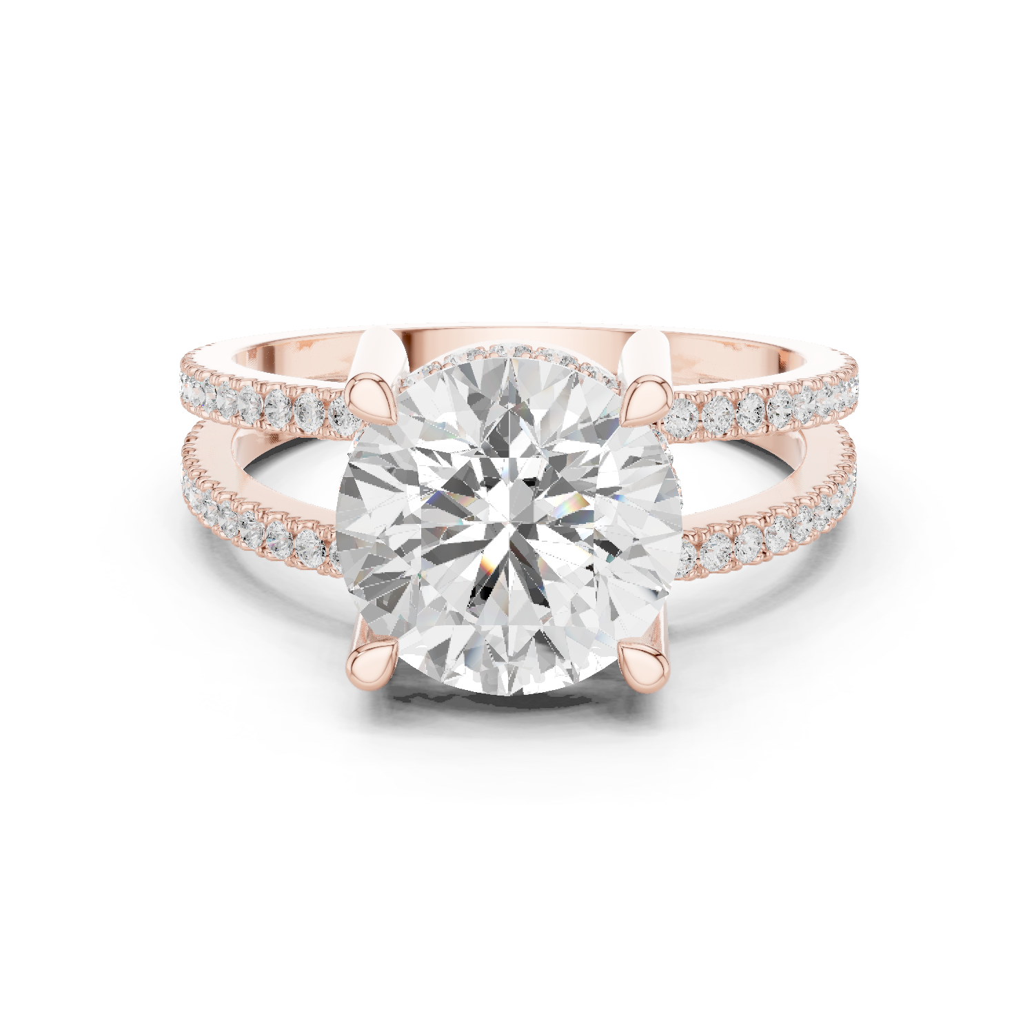 Gold Jewelry L36-13, Round center stone, Rose Gold