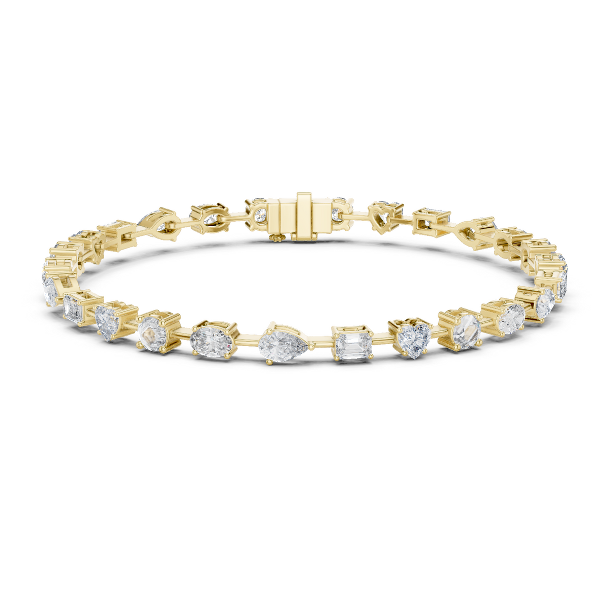 14K Solid Gold Lab Diamond Bracelet, Yellow Gold