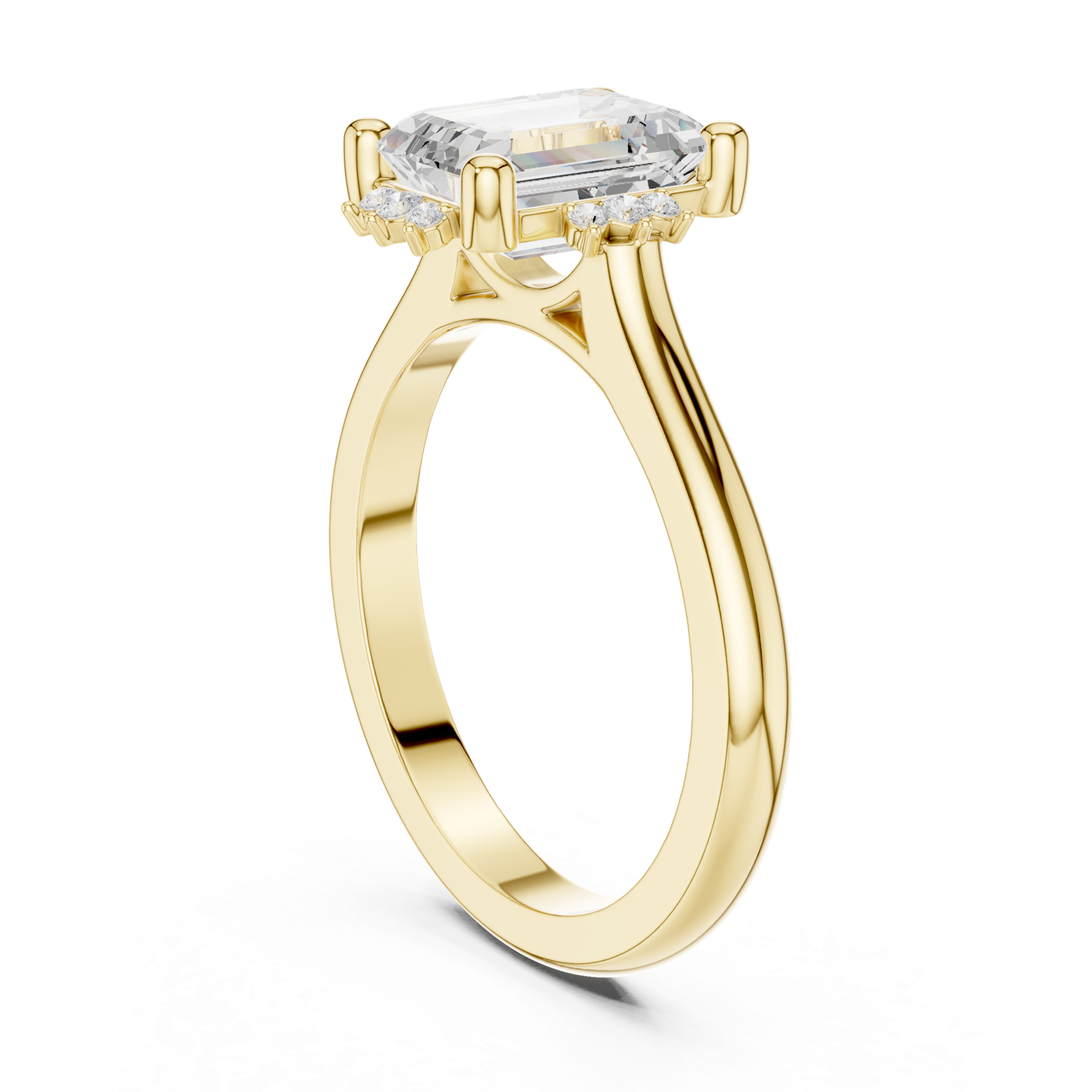Gold Jewelry, Emerald center stone, Yellow Gold, view 1