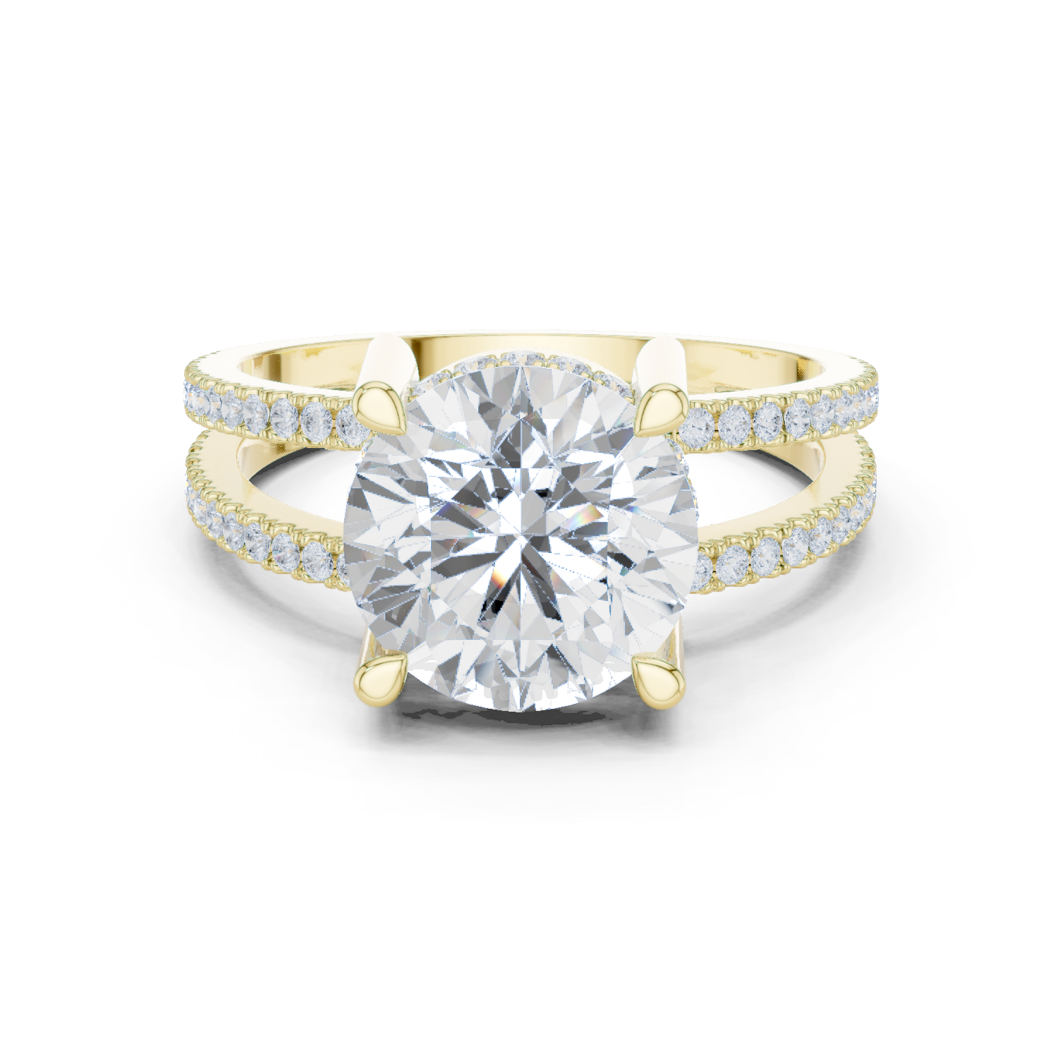 Gold Jewelry L36-13, Round center stone, Yellow Gold