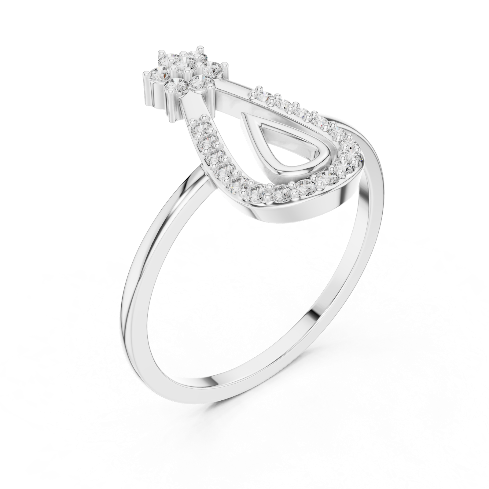 Gold Ring DR-6260, White Gold, view 2