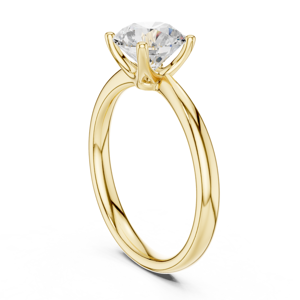 14K Solid Gold Lab Diamond Solitaire Ring, Yellow Gold, view 1
