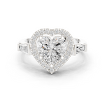 Gold Ring DDLR-342, Heart center stone, White Gold