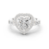 Gold Ring DDLR-342, Heart center stone, White Gold