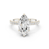 Gold Ring DDLR-161, Marquise center stone, White Gold