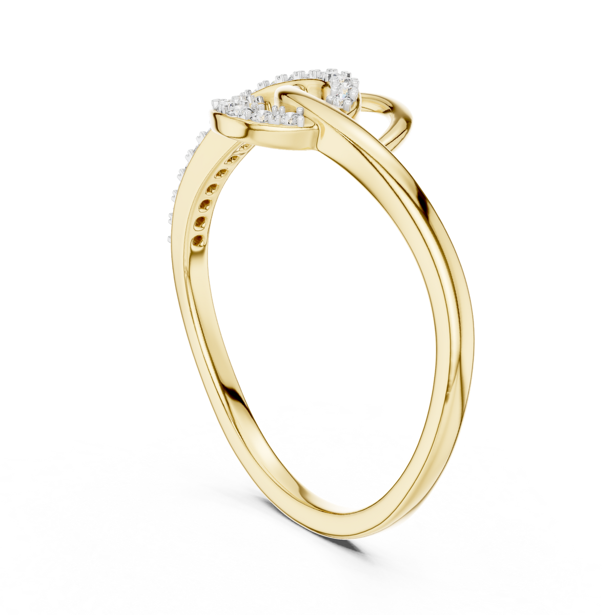 14K Solid Gold Lab Diamond Twist Ring, Yellow Gold, view 1