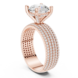 Gold Ring, Round center stone, Rose Gold, view 1