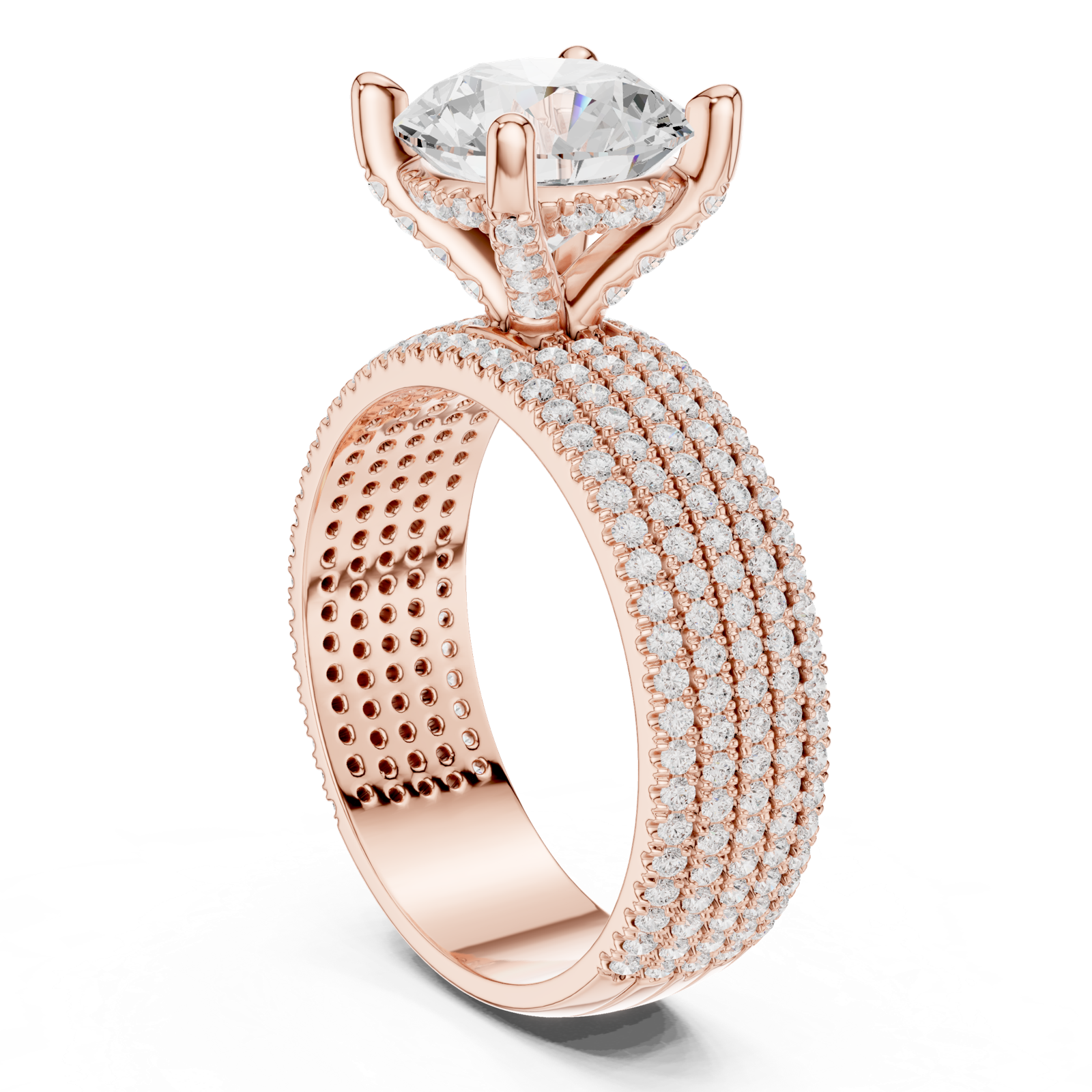 Gold Ring, Round center stone, Rose Gold, view 1