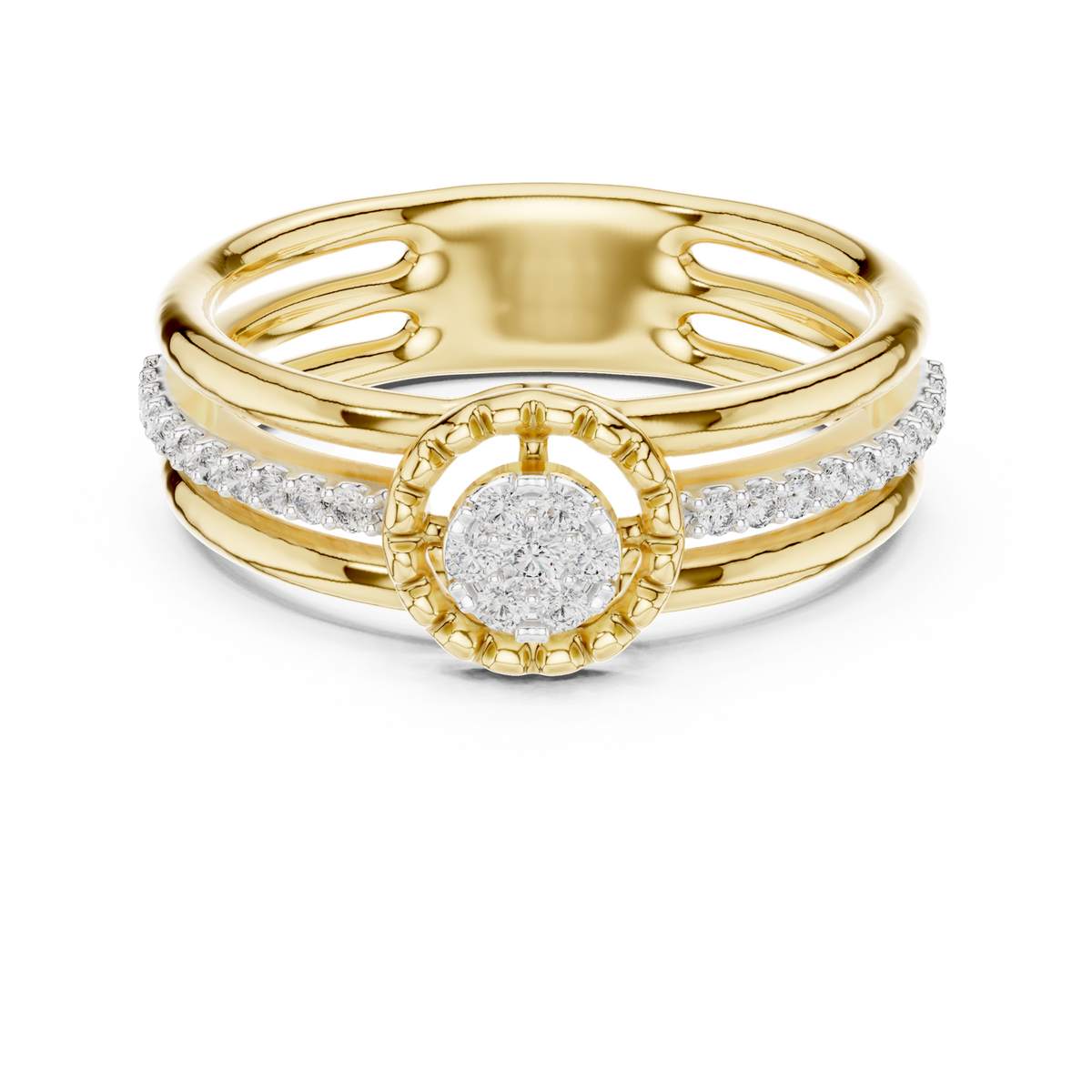 14K Solid Gold Lab Diamond Solitaire Ring, Yellow Gold