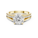 Gold Ring DDLR-253, Round center stone, Yellow Gold, view 4