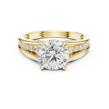 Gold Ring DDLR-253, Round center stone, Yellow Gold, view 4