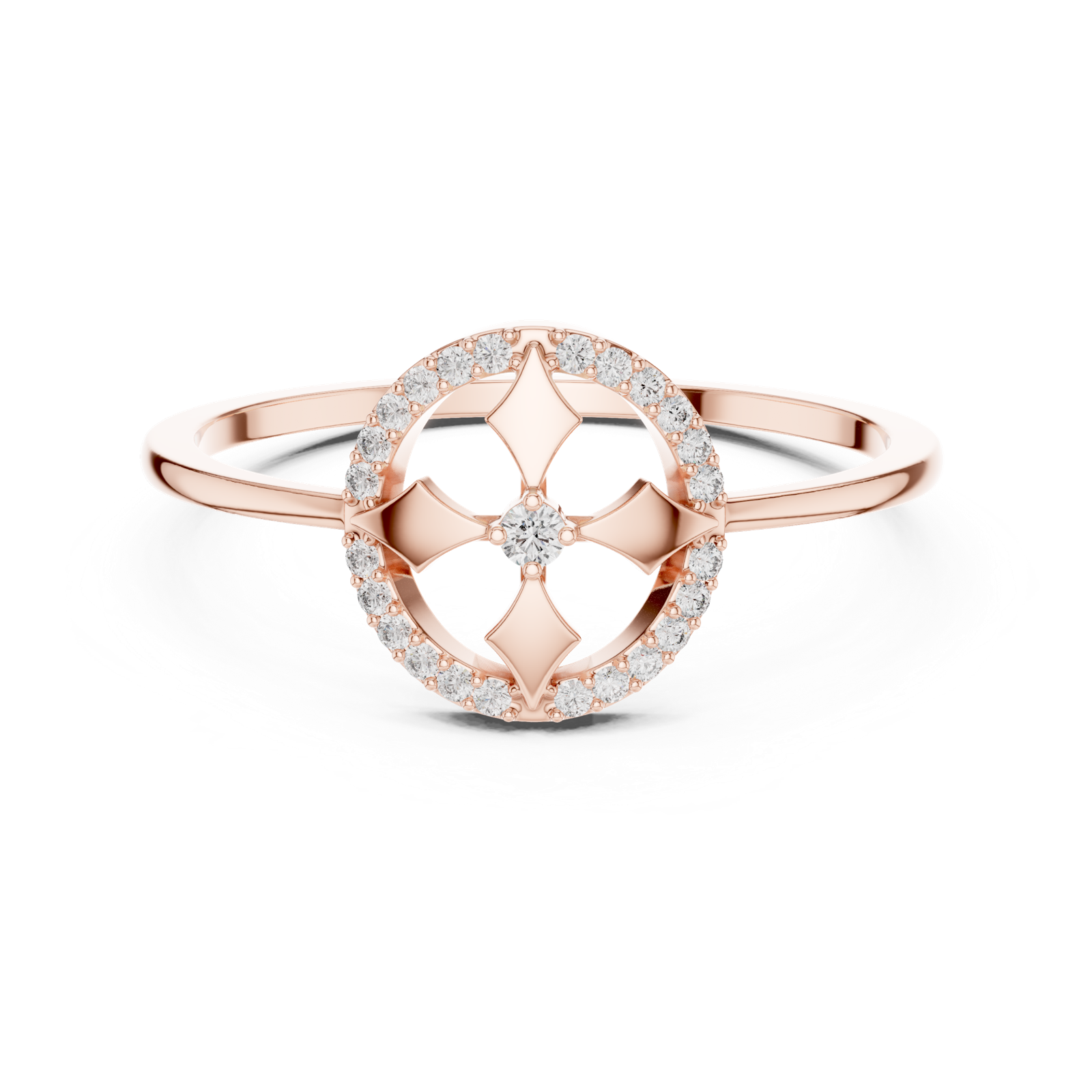 Gold Ring DR-6154, Rose Gold, view 4