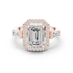 Gold Ring, Emerald center stone, Rose Gold