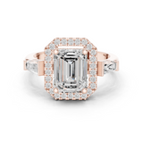 Gold Ring, Emerald center stone, Rose Gold