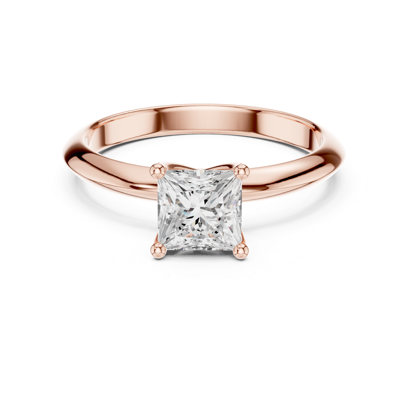 Gold Jewelry L36-6, Princess center stone, Rose Gold, view 4