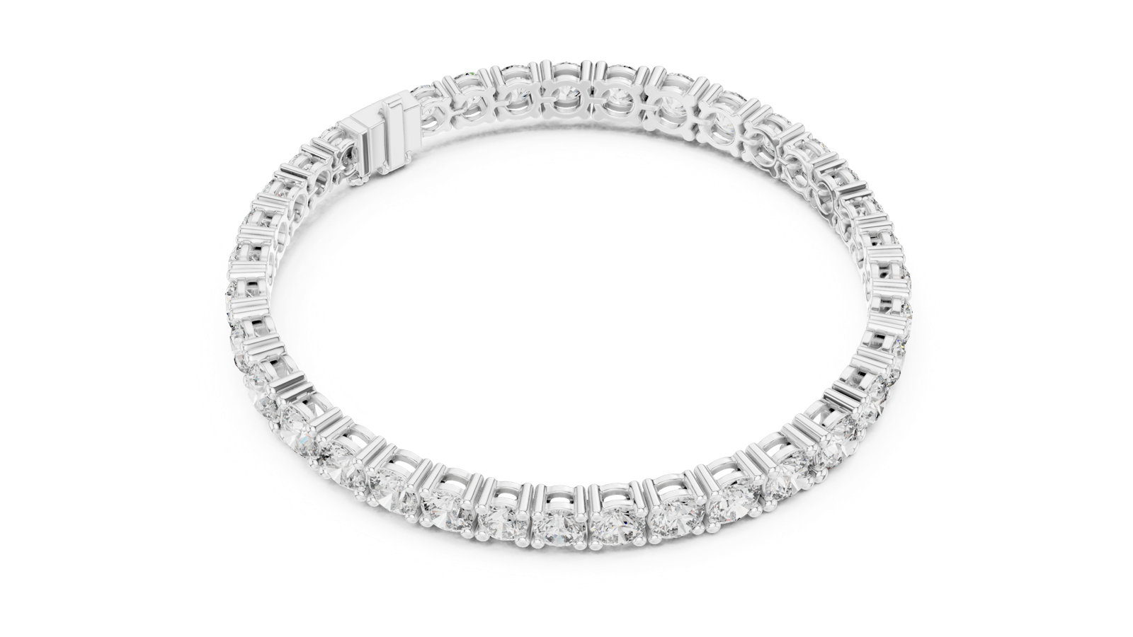 14K Solid Gold Lab Diamond Bracelet, White Gold, view 2