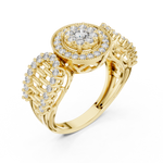 14K Solid Gold Lab Diamond Halo Ring, Yellow Gold, view 2