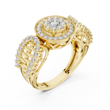 14K Solid Gold Lab Diamond Halo Ring, Yellow Gold, view 2