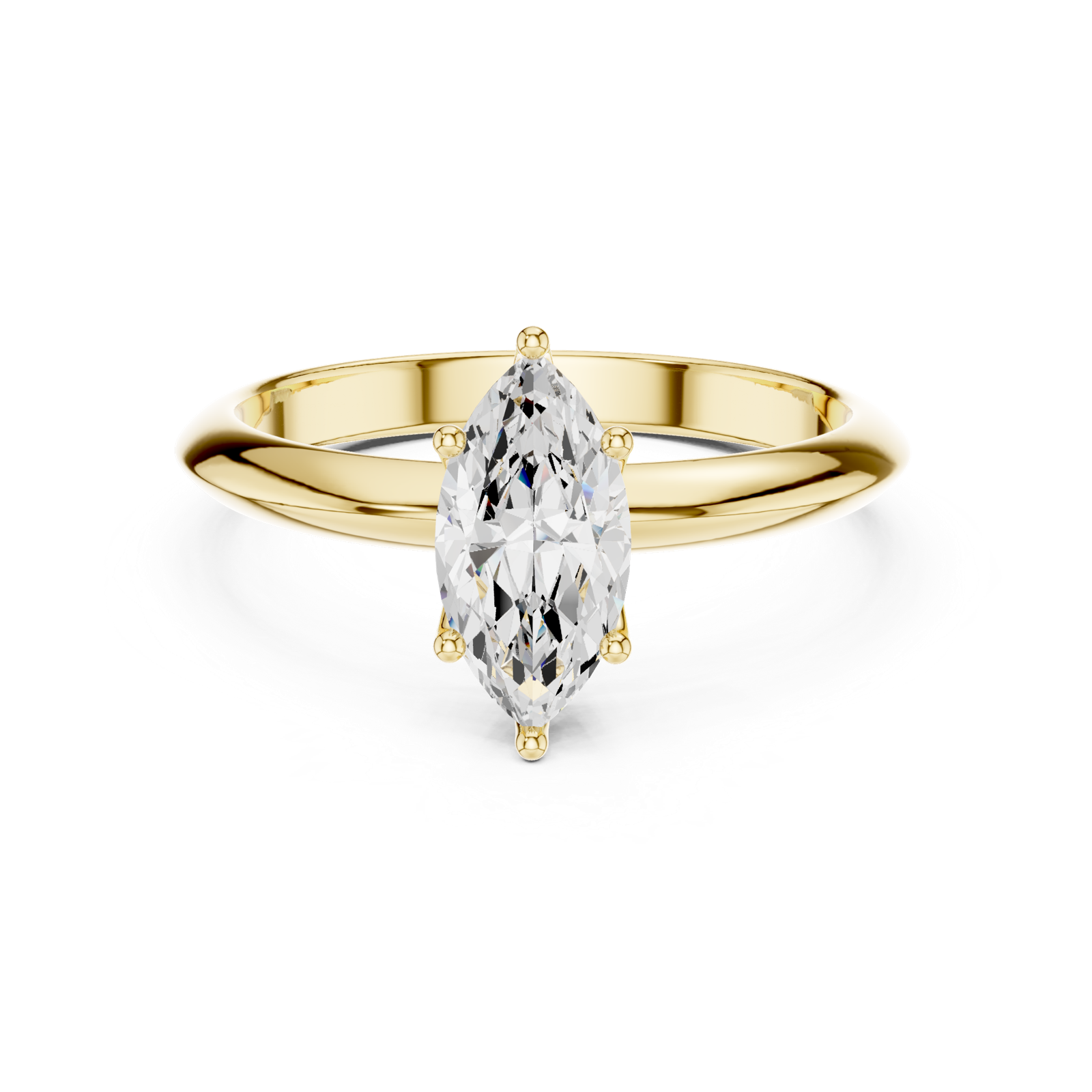 Gold Jewelry L36-6, Marquise center stone, Yellow Gold, view 4