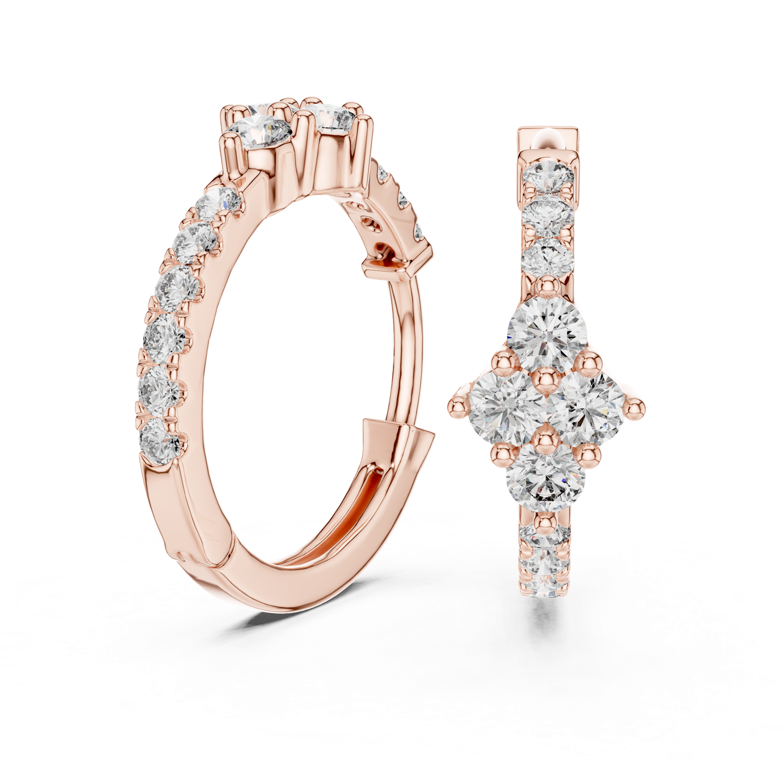 Gold Earrings L02-320, Rose Gold, view 1