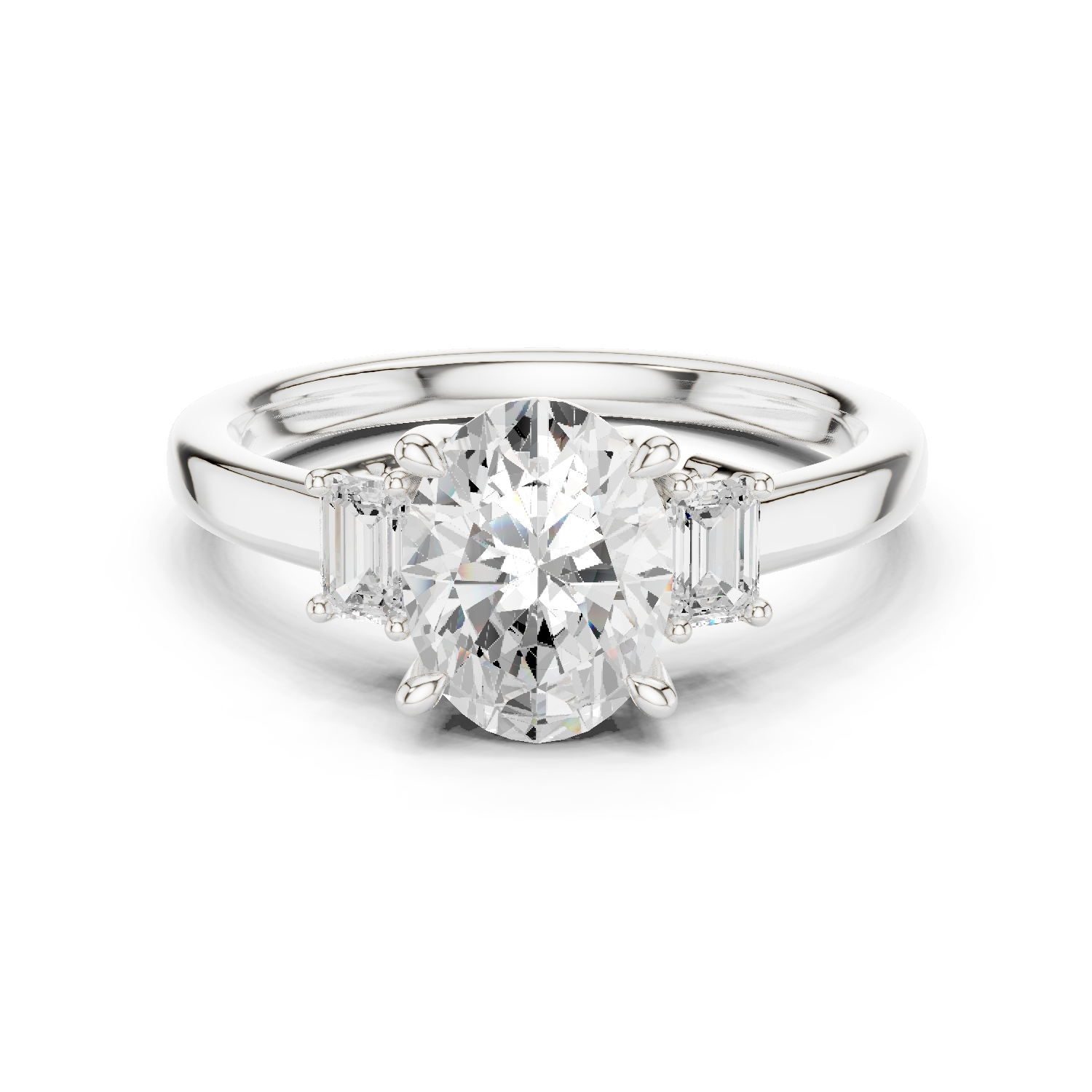 Gold Ring DDLR-038, Oval center stone, White Gold