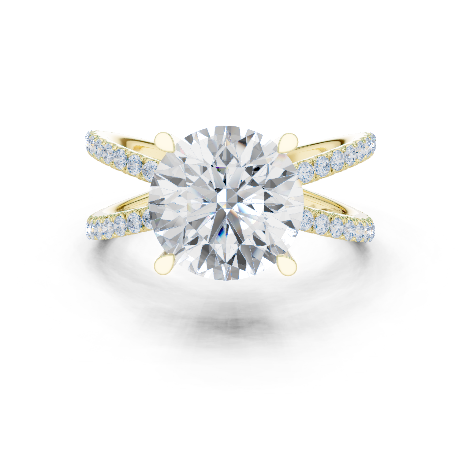 Gold Jewelry L36-25, Round center stone, Yellow Gold