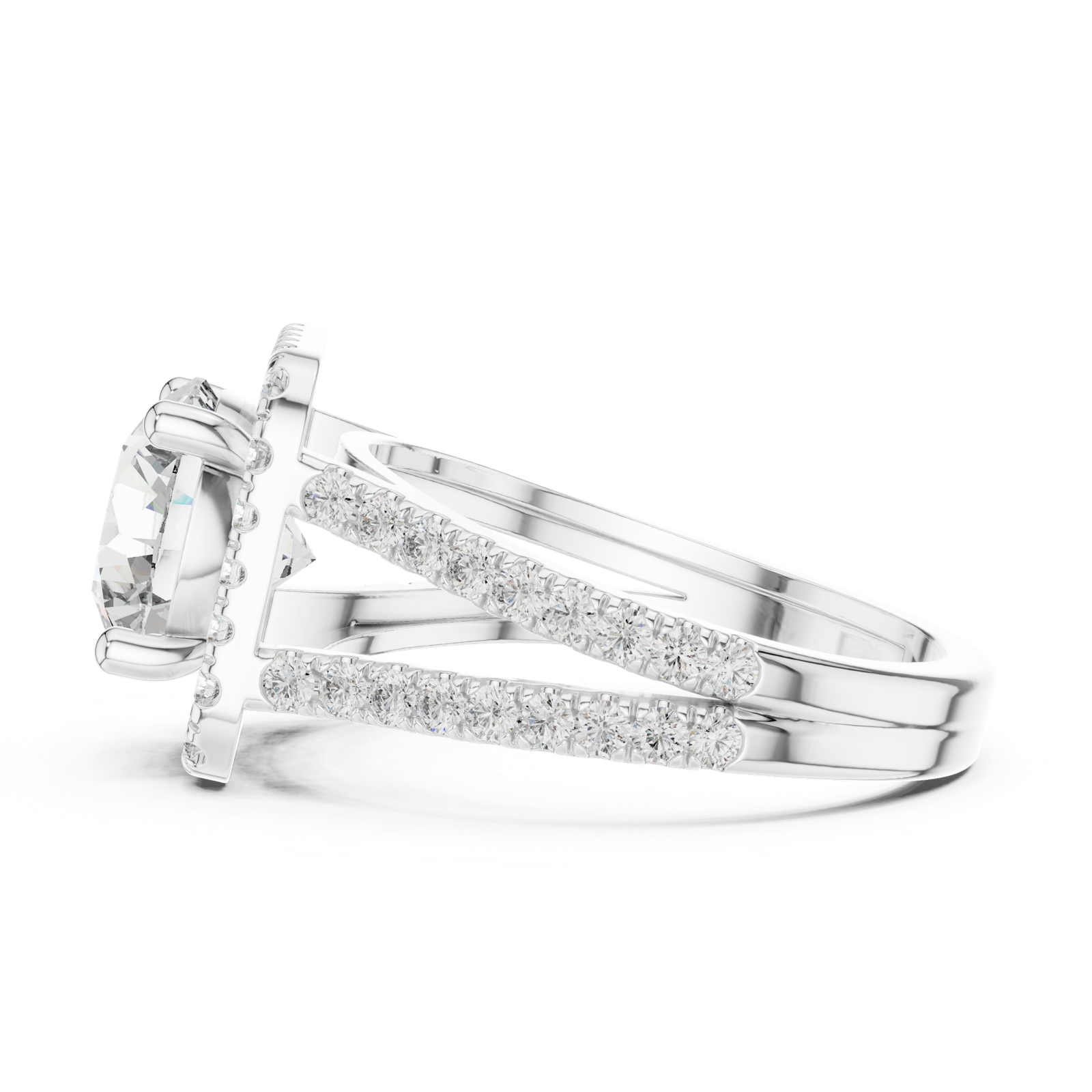 Gold Ring DDLR-203, White Gold, view 3