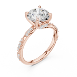 Gold Ring DDLR-167, Round center stone, Rose Gold, view 2
