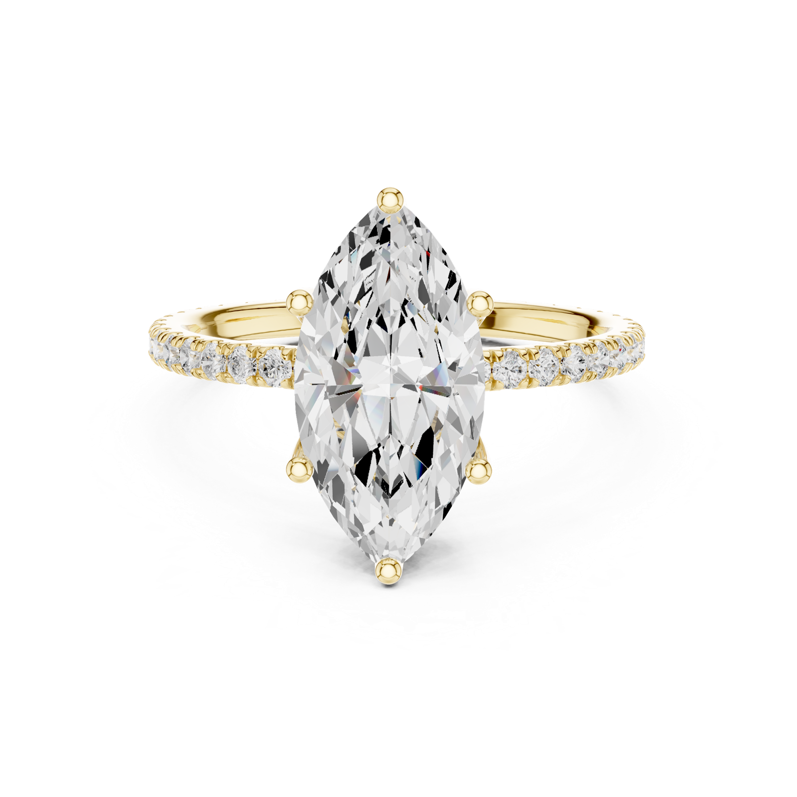 Gold Jewelry L36-16, Marquise center stone, Yellow Gold, view 4