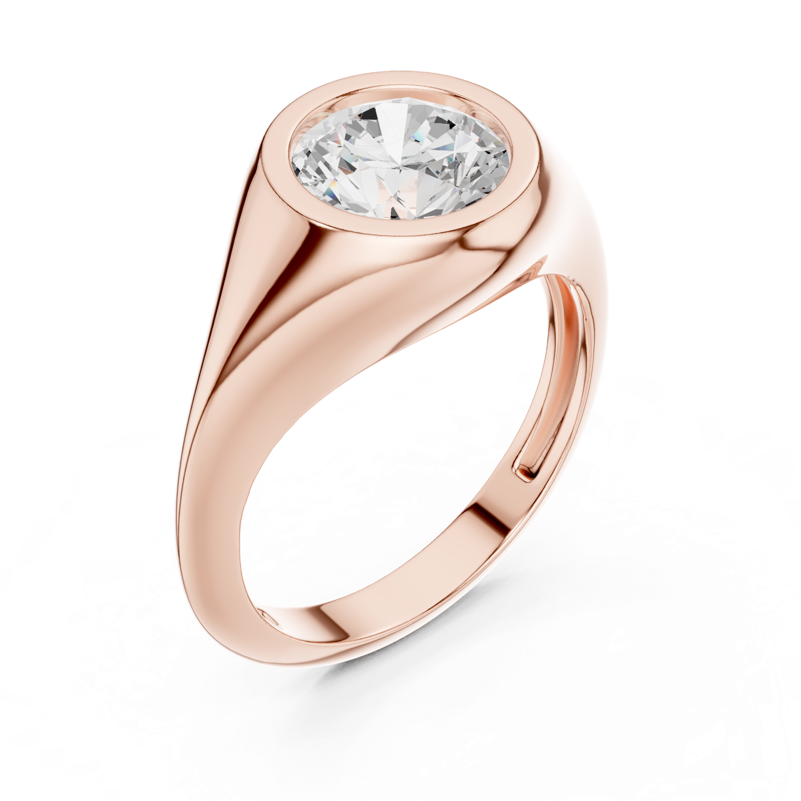 Gold Jewelry L36-4, Round center stone, Rose Gold, view 2