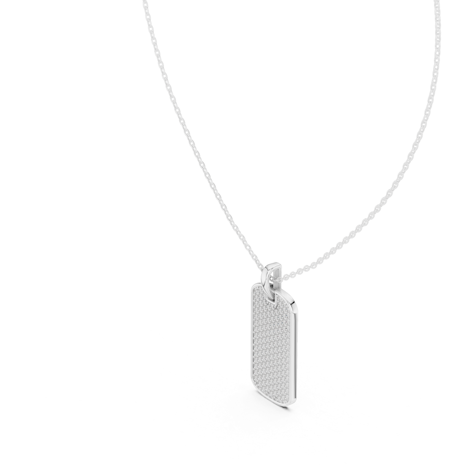 14K Solid Gold Lab Diamond Pendant Necklace, White Gold, view 2