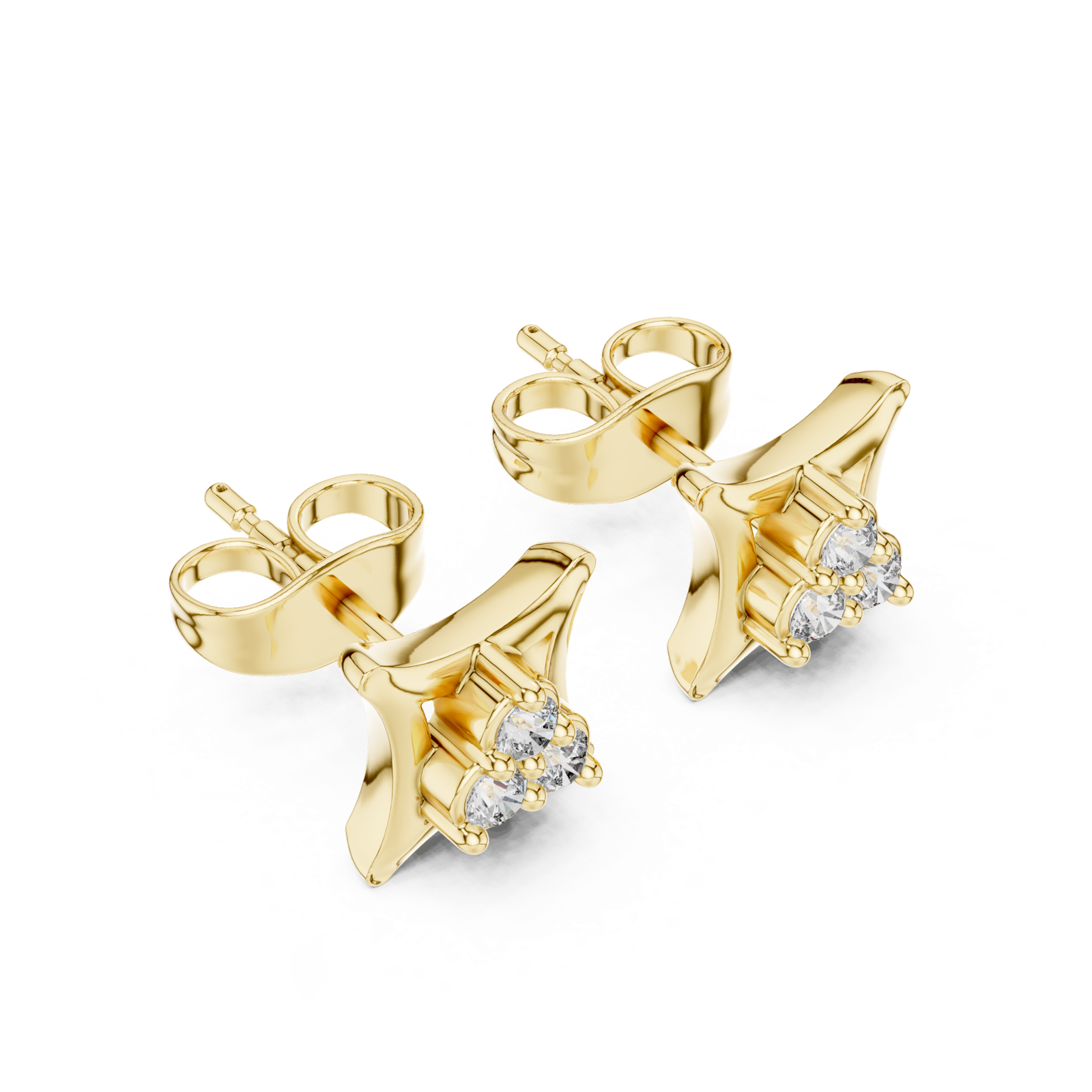 Gold Earrings 9-10060E, Yellow Gold, view 2