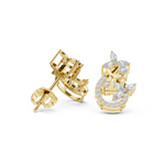 14K Solid Gold Lab Diamond Cluster Earrings, Yellow Gold, view 1