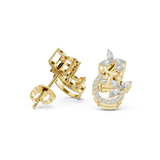 14K Solid Gold Lab Diamond Cluster Earrings, Yellow Gold, view 1
